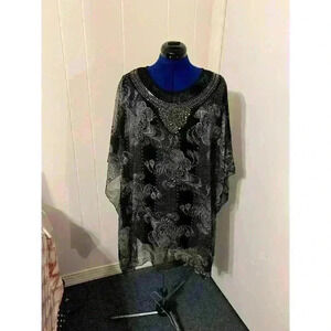 Soft surrounding one size shirt black with beading, Boho, Romantic, Comfy